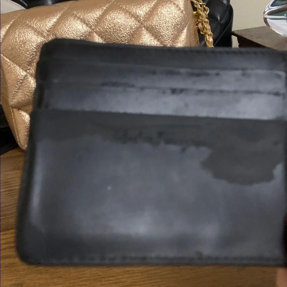 Ferragamo black leather logo wallet rehab